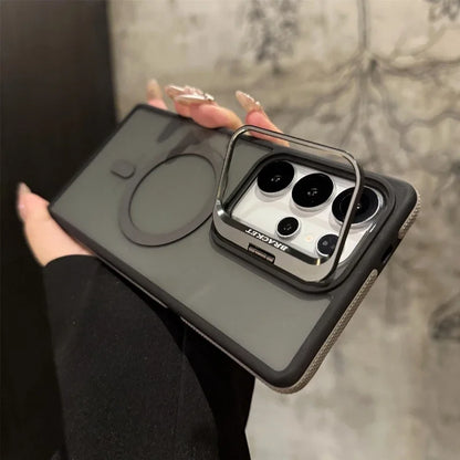 For Magsafe Magnetic Metal Lens Protection Stand Case for Galaxy Samsung S25 S24 S23 S22 Ultra plus FE Shockproof Cover Bumper